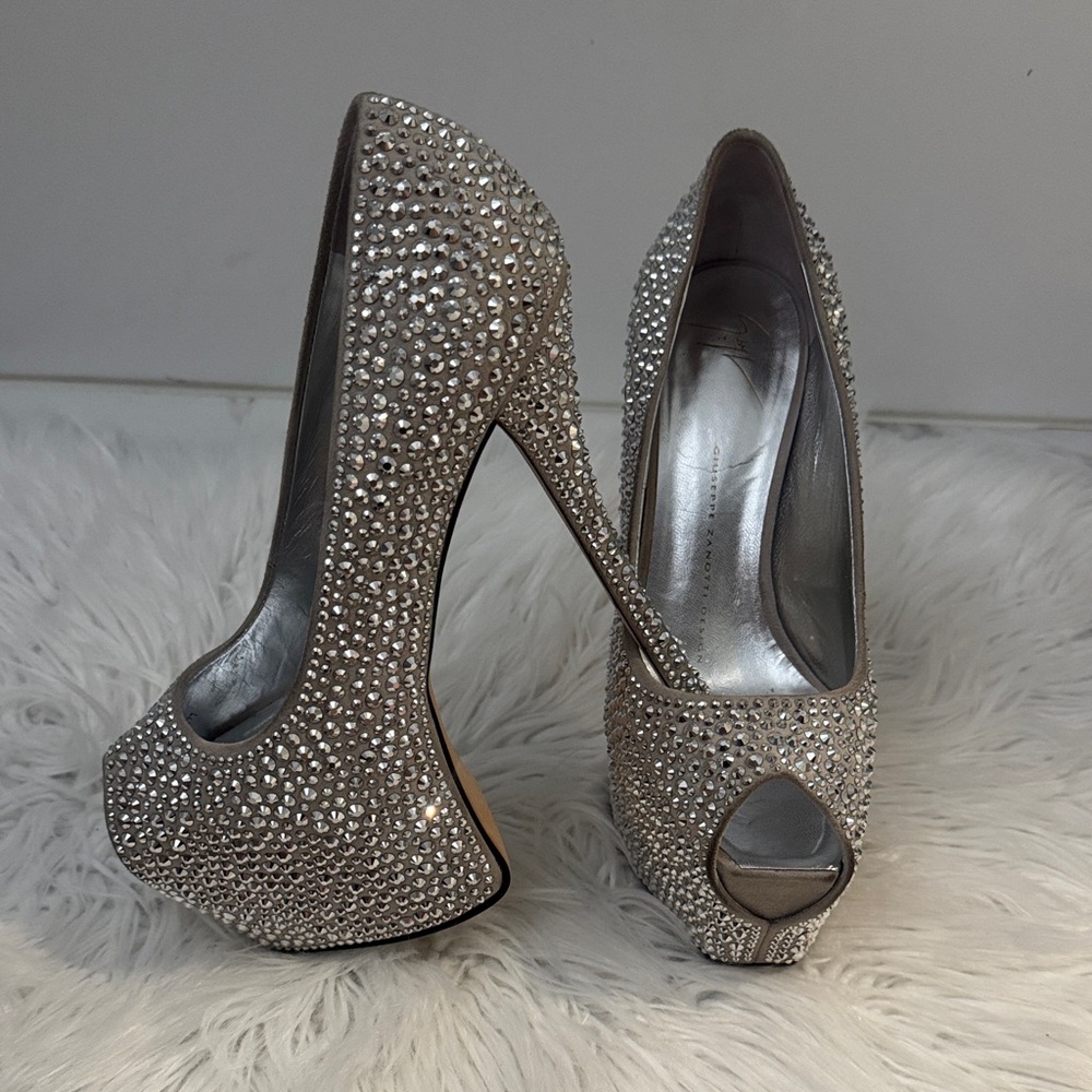 Giuseppe Zanotti Silver Studded Heels